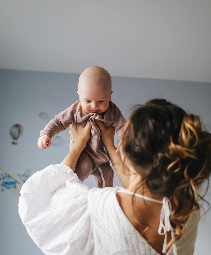 Mom at home with her baby