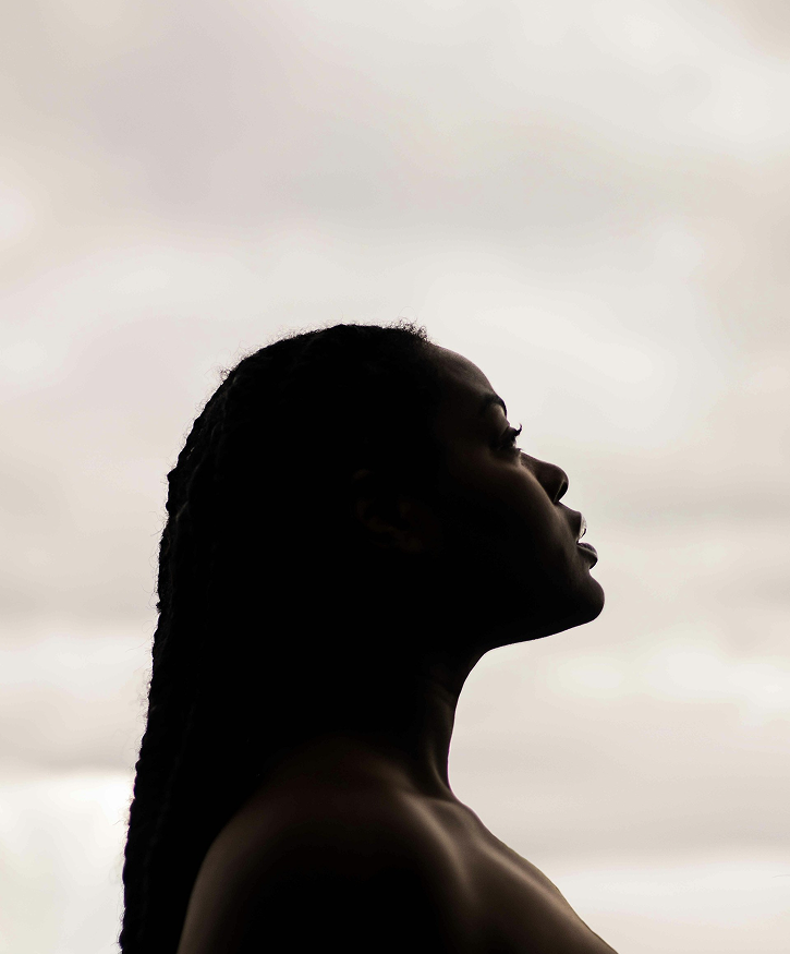 Woman staring up Woman staring up